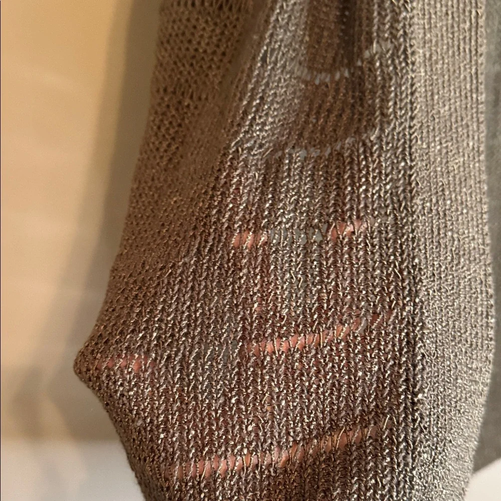 Chico's Olive Green Open Knit Cardigan Sweater 1 Coastal Grandmother Normcore - Picture 3 of 6